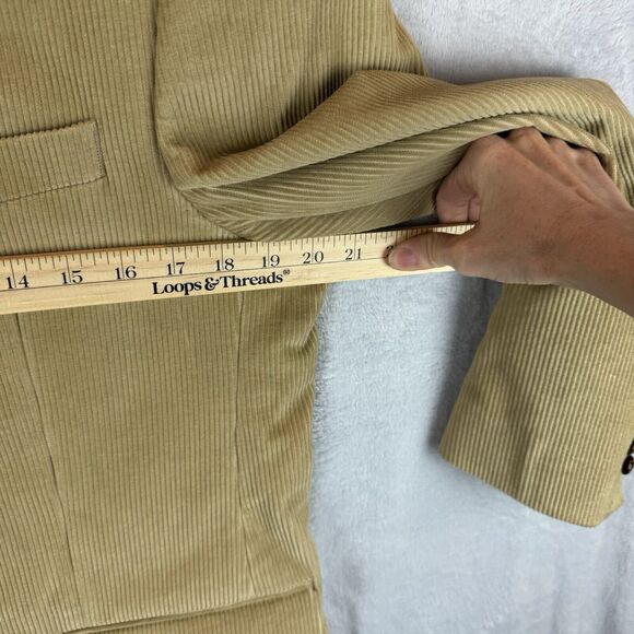 Lauren Ralph Lauren Corduroy Sports Jacket Blazer 40R Tan Silk Lined Knotted - Picture 7 of 10